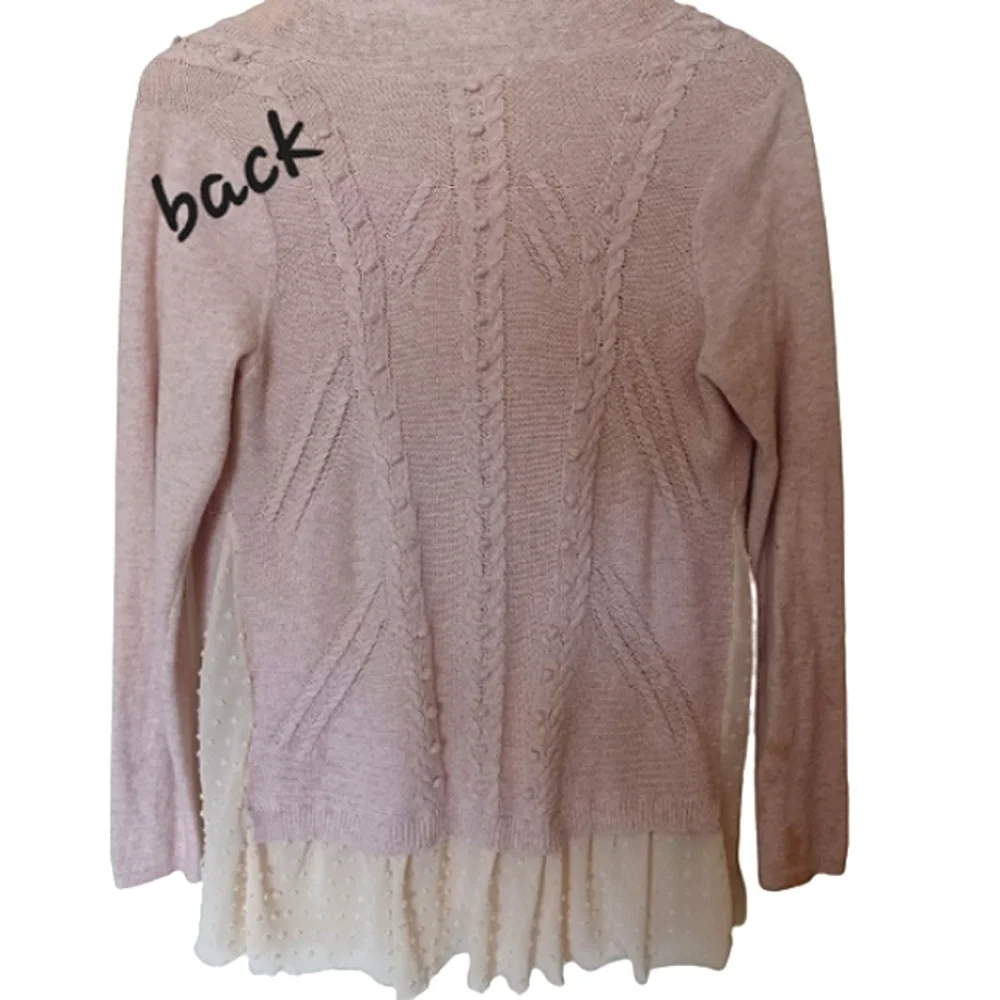 Anthropologie Pale Pink Knit Tie-Front Cardigan - Picture 2 of 13